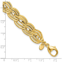 14K Yellow Gold 12mm Polished Fancy Link Bracelet - 7.5 Inches by Oro Pregiato
