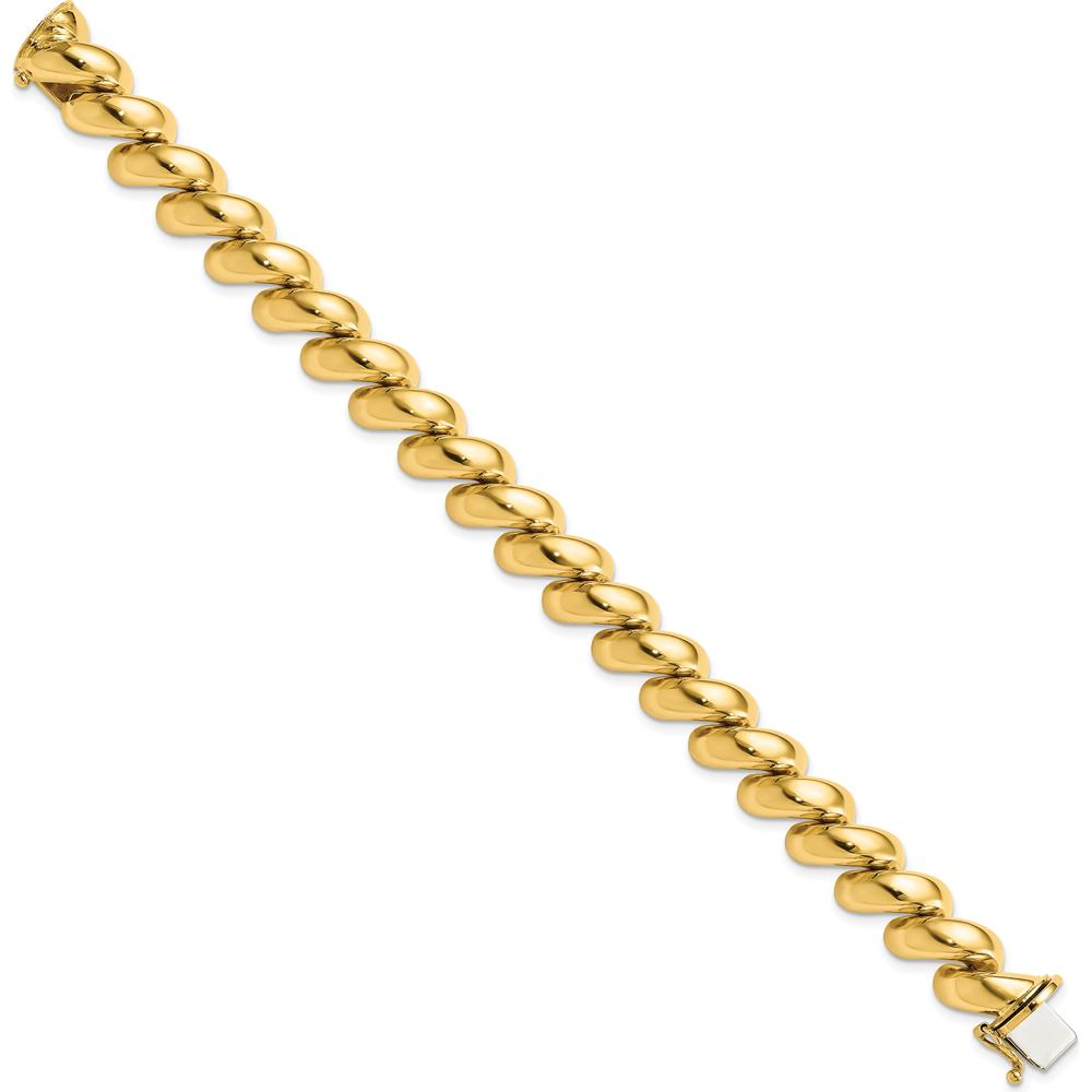 14K Yellow Gold 12mm Polished San Marco Bracelet - 8" Length by 0