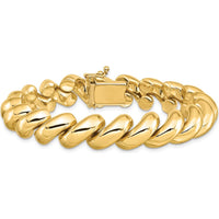 14K Yellow Gold 12mm Polished San Marco Bracelet - 8" Length by 0