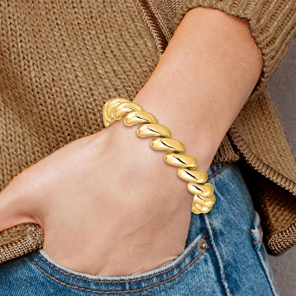 14K Yellow Gold 12mm Polished San Marco Bracelet - 8" Length by 0