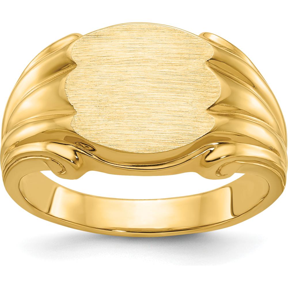 14K Yellow Gold 12x10mm Men's Signet Ring - Personalized Luxury Accessory by IBGoodman
