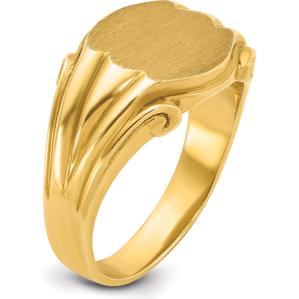14K Yellow Gold 12x10mm Men's Signet Ring - Personalized Luxury Accessory by IBGoodman