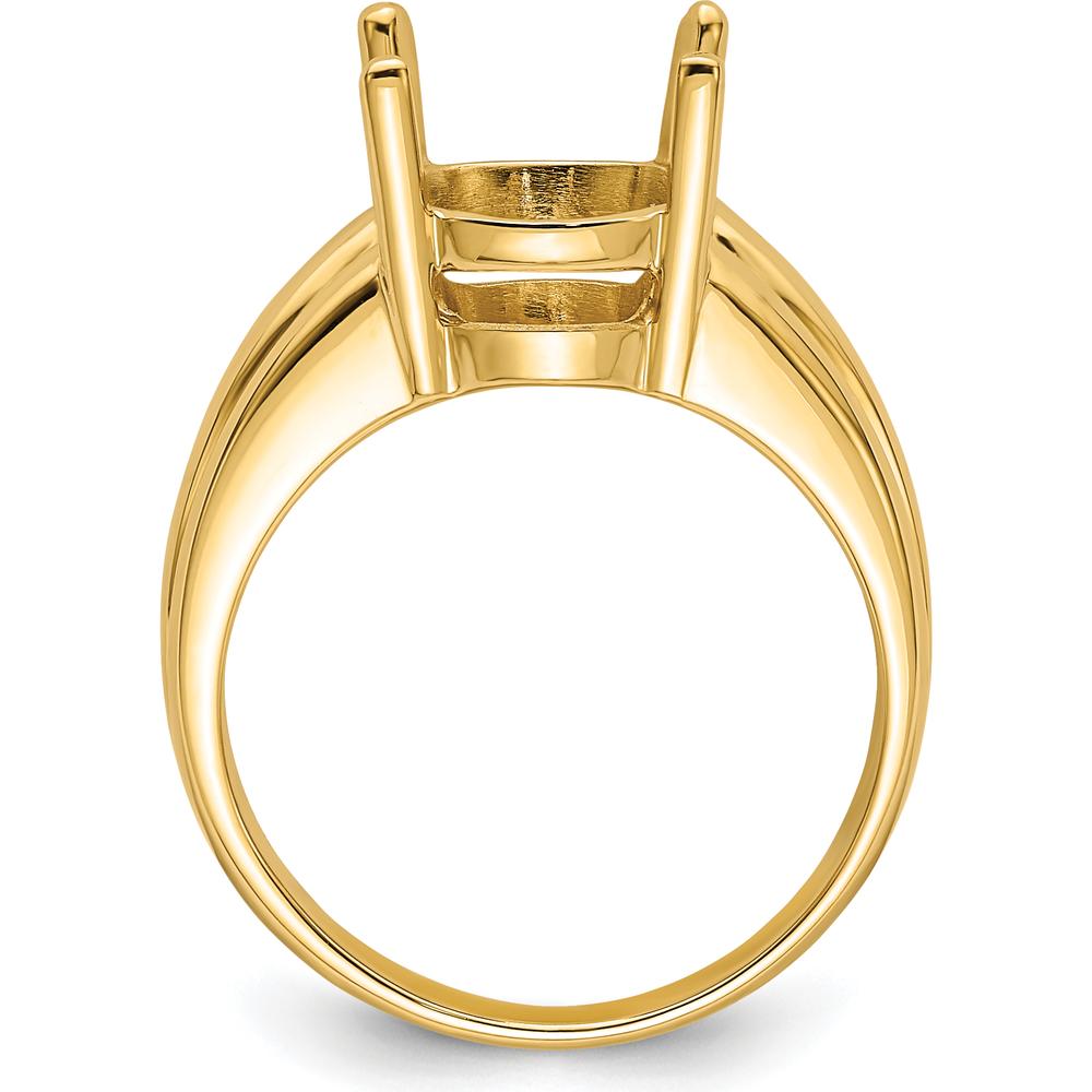 14K Yellow Gold 12x10mm Oval Gemstone Ring Mounting with Polished Tapered Band by Monteluci Fine Jewelry