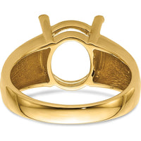 14K Yellow Gold 12x10mm Oval Gemstone Ring Mounting with Polished Tapered Band by Monteluci Fine Jewelry