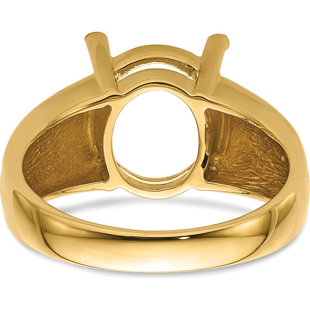 14K Yellow Gold 12x10mm Oval Gemstone Ring Mounting with Polished Tapered Band by Monteluci Fine Jewelry
