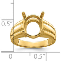14K Yellow Gold 12x10mm Oval Gemstone Ring Mounting with Polished Tapered Band by Monteluci Fine Jewelry
