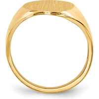 14K Yellow Gold 12x17mm Oval Satin and Polished Open Back Signet Ring by 0