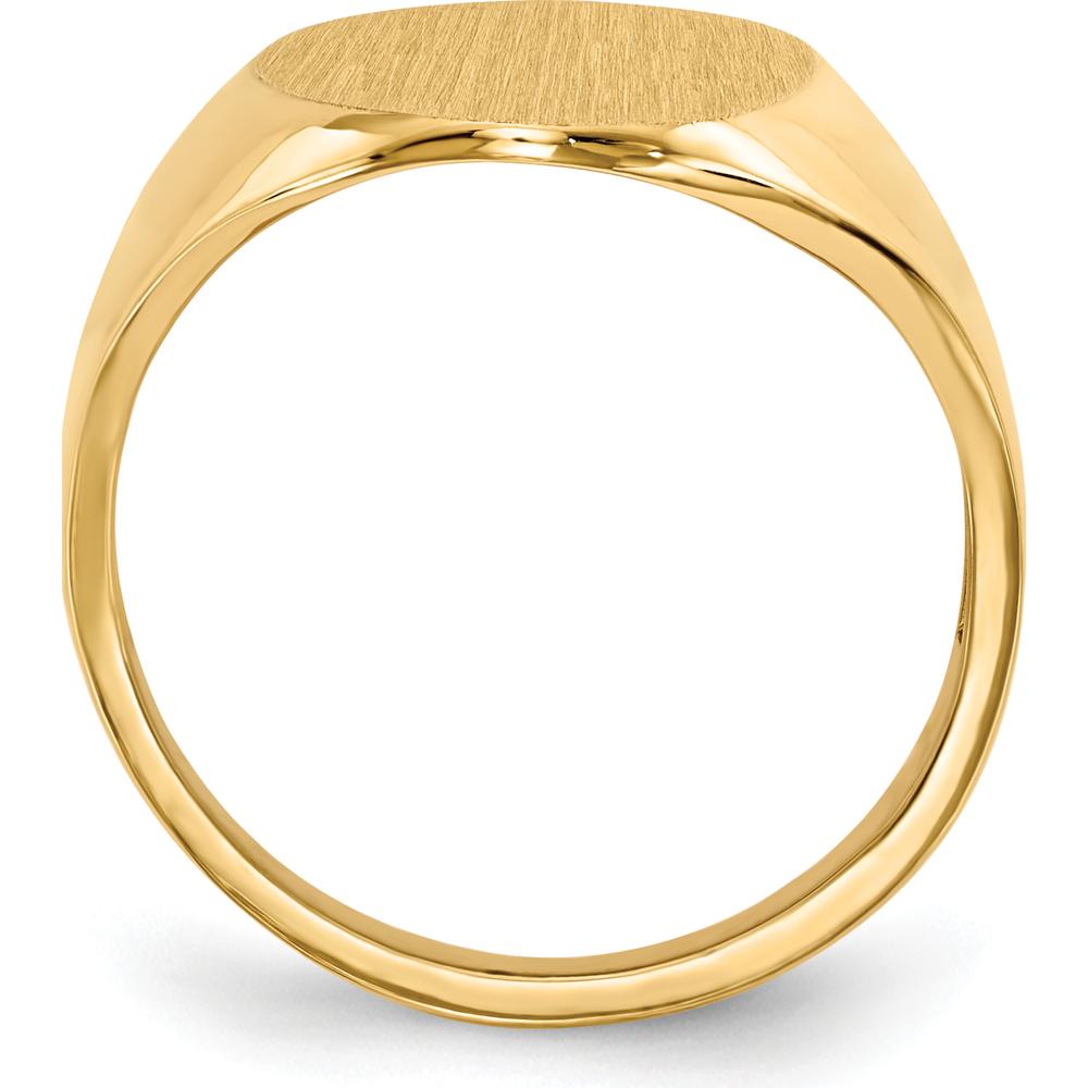 14K Yellow Gold 12x17mm Oval Satin and Polished Open Back Signet Ring by 0