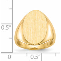 14K Yellow Gold 12x17mm Oval Satin and Polished Open Back Signet Ring by 0