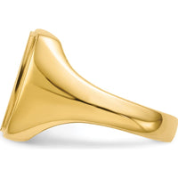 14K Yellow Gold 13.0 x 14.5mm Satin and Polished Men's Engravable Open-Back Signet Ring by 0