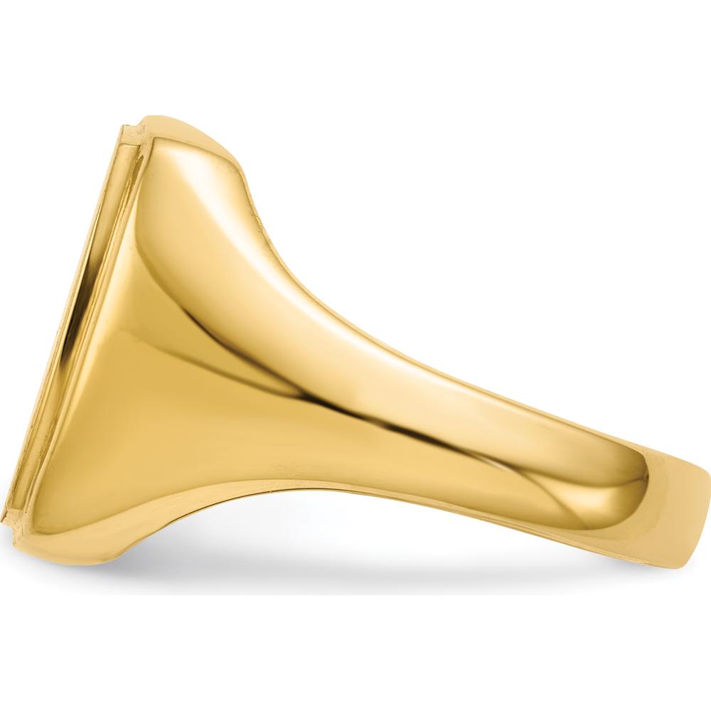 14K Yellow Gold 13.0 x 14.5mm Satin and Polished Men's Engravable Open-Back Signet Ring by 0
