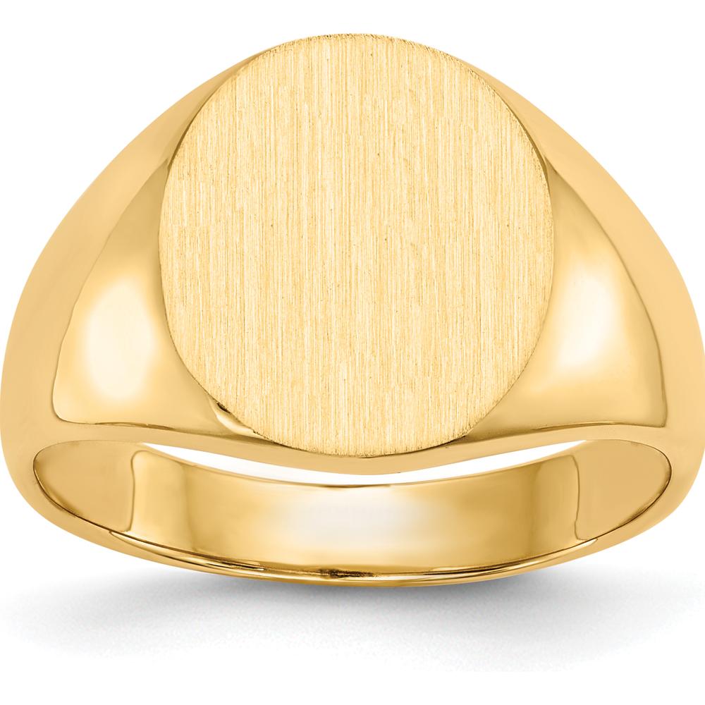14K Yellow Gold 13.0x14.0mm Men's Signet Ring with Satin Finish and Polished Gold by 0