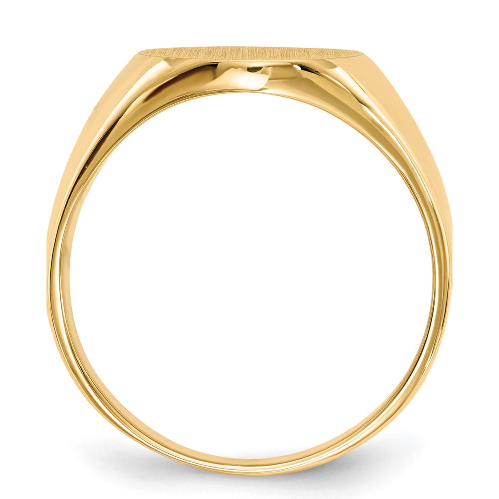14K Yellow Gold 13.0x14.0mm Men's Signet Ring with Satin Finish and Polished Gold by 0