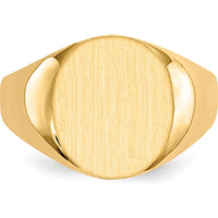 14K Yellow Gold 13.0x14.0mm Men's Signet Ring with Satin Finish and Polished Gold by 0