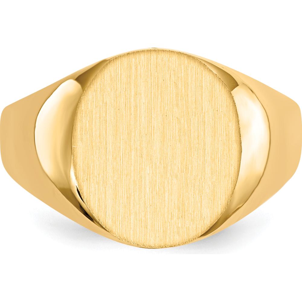 14K Yellow Gold 13.0x14.0mm Men's Signet Ring with Satin Finish and Polished Gold by 0