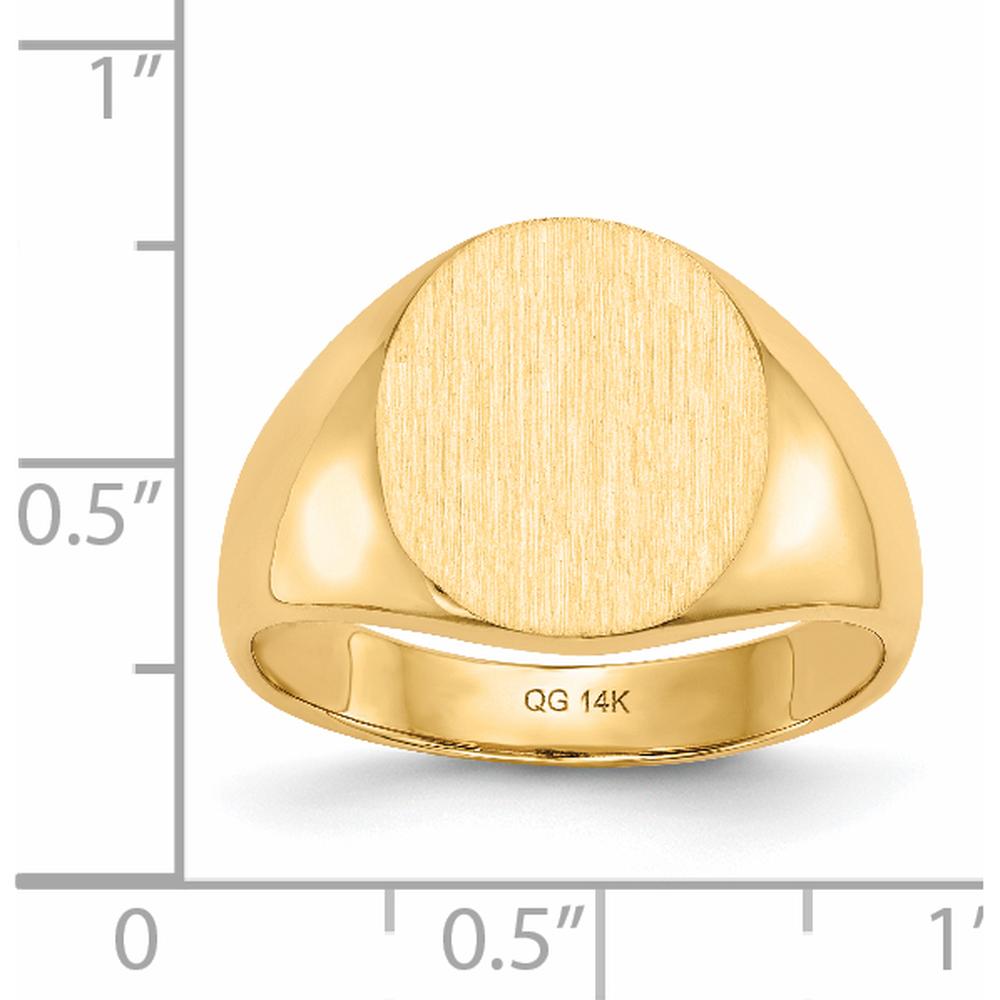 14K Yellow Gold 13.0x14.0mm Men's Signet Ring with Satin Finish and Polished Gold by 0