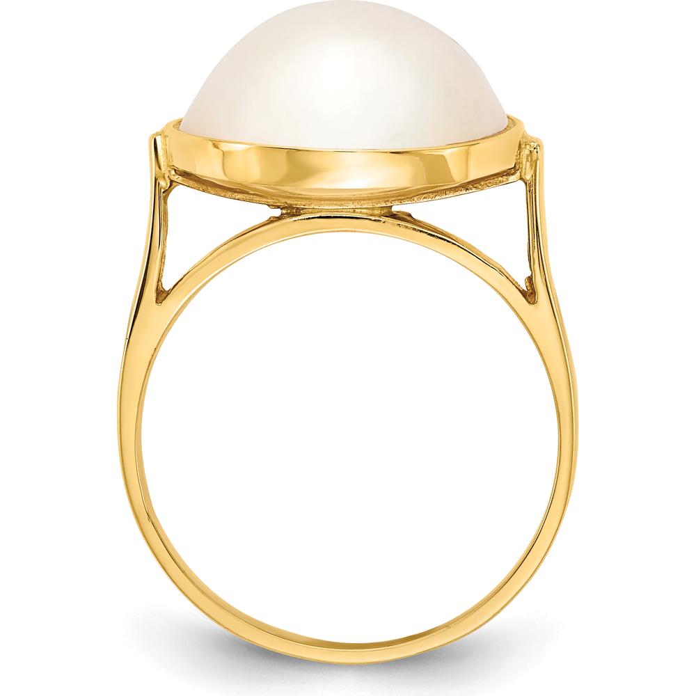 14K Yellow Gold 13-14mm White Akoya Mabe Cultured Pearl Ring by Monteluci Fine Jewelry