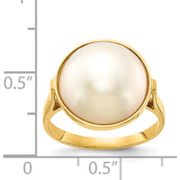 14K Yellow Gold 13-14mm White Akoya Mabe Cultured Pearl Ring by Monteluci Fine Jewelry