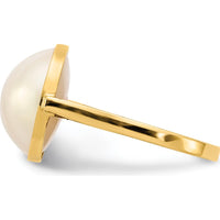 14K Yellow Gold 13-14mm White Akoya Mabe Cultured Pearl Ring by Monteluci Fine Jewelry