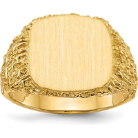 14K Yellow Gold 13.5x13.5mm Open Back Men's Signet Ring by 0