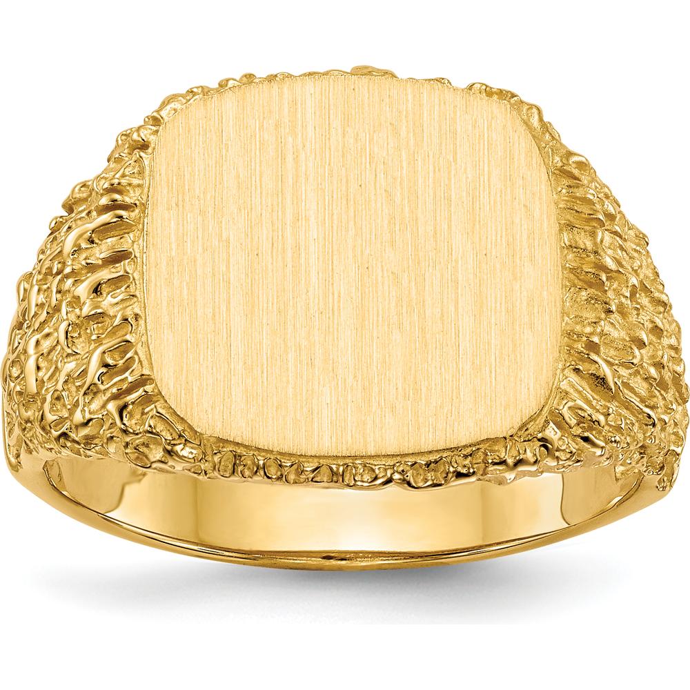 14K Yellow Gold 13.5x13.5mm Open Back Men's Signet Ring by 0