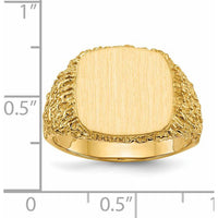 14K Yellow Gold 13.5x13.5mm Open Back Men's Signet Ring by 0