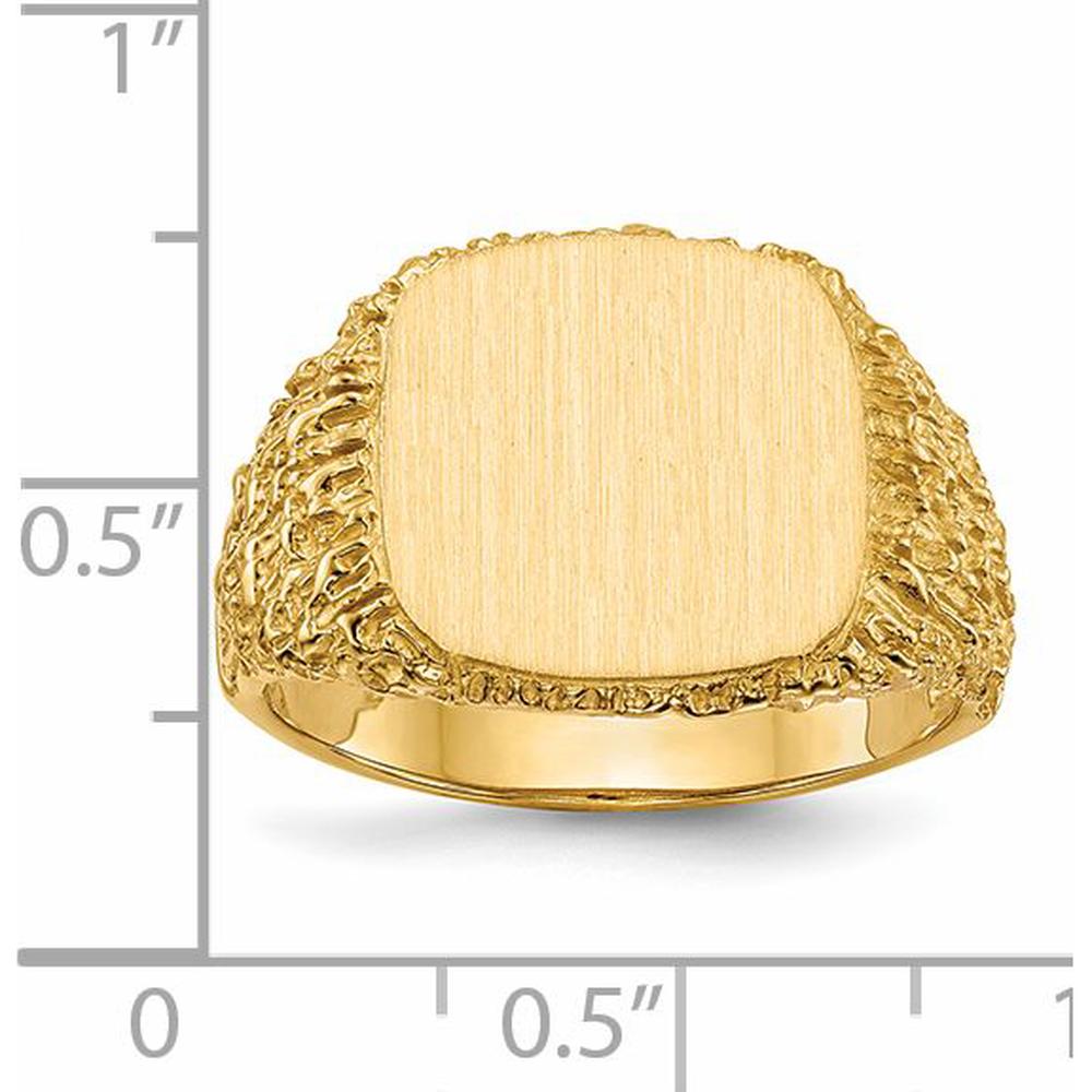 14K Yellow Gold 13.5x13.5mm Open Back Men's Signet Ring by 0
