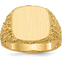 14K Yellow Gold 13.5x13.5mm Signet Ring with Polished & Brushed Finish by 0