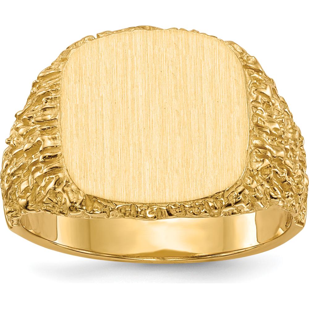 14K Yellow Gold 13.5x13.5mm Signet Ring with Polished & Brushed Finish by 0
