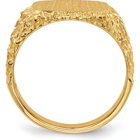 14K Yellow Gold 13.5x13.5mm Signet Ring with Polished & Brushed Finish by 0