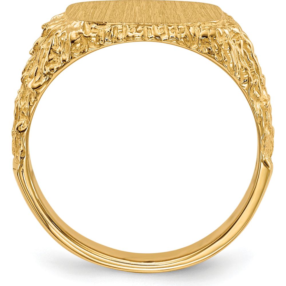 14K Yellow Gold 13.5x13.5mm Signet Ring with Polished & Brushed Finish by 0