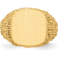 14K Yellow Gold 13.5x13.5mm Signet Ring with Polished & Brushed Finish by 0