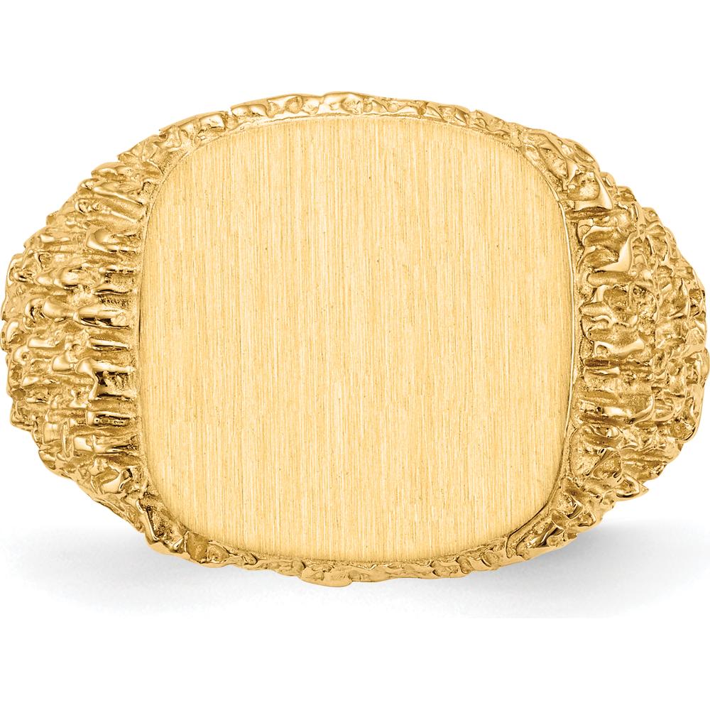 14K Yellow Gold 13.5x13.5mm Signet Ring with Polished & Brushed Finish by 0