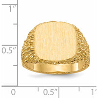 14K Yellow Gold 13.5x13.5mm Signet Ring with Polished & Brushed Finish by 0