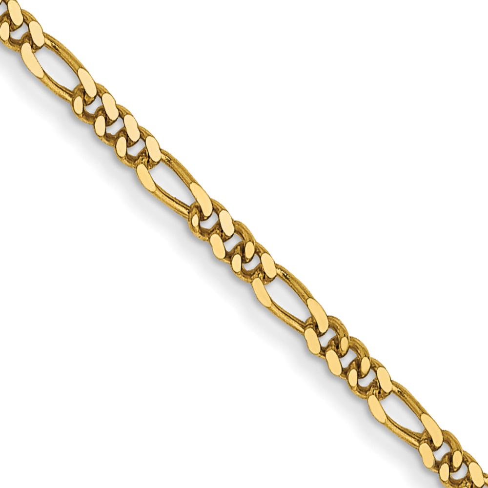 14K Yellow Gold 13" Flat Figaro Chain Necklace with Spring Ring Clasp by Oro Pregiato