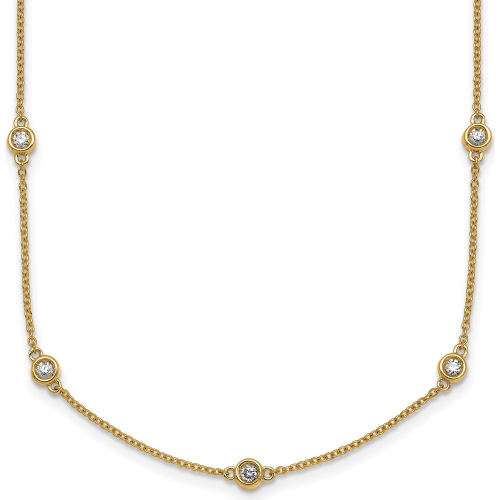 14K Yellow Gold 13-Station Necklace with Bezel-Set Diamonds - ½ Carat Total Diamond Weight by Oro Pregiato