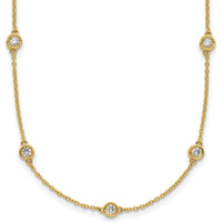 14K Yellow Gold 13-Station Necklace with Bezel-Set Round Diamonds - 3/4 Carat Total Diamond Weight by Oro Pregiato