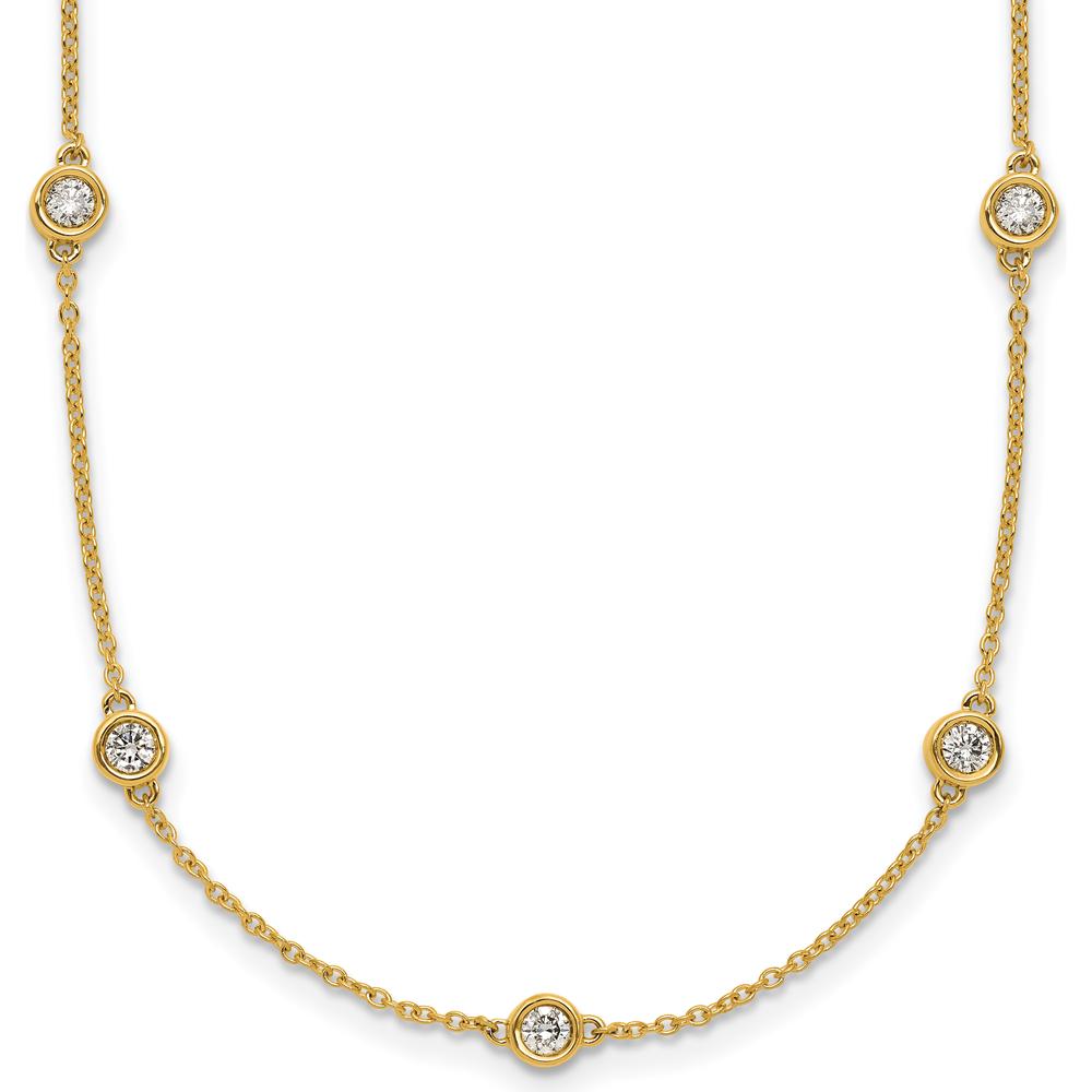 14K Yellow Gold 13-Station Necklace with Bezel-Set Round Diamonds - 3/4 Carat Total Diamond Weight by Oro Pregiato