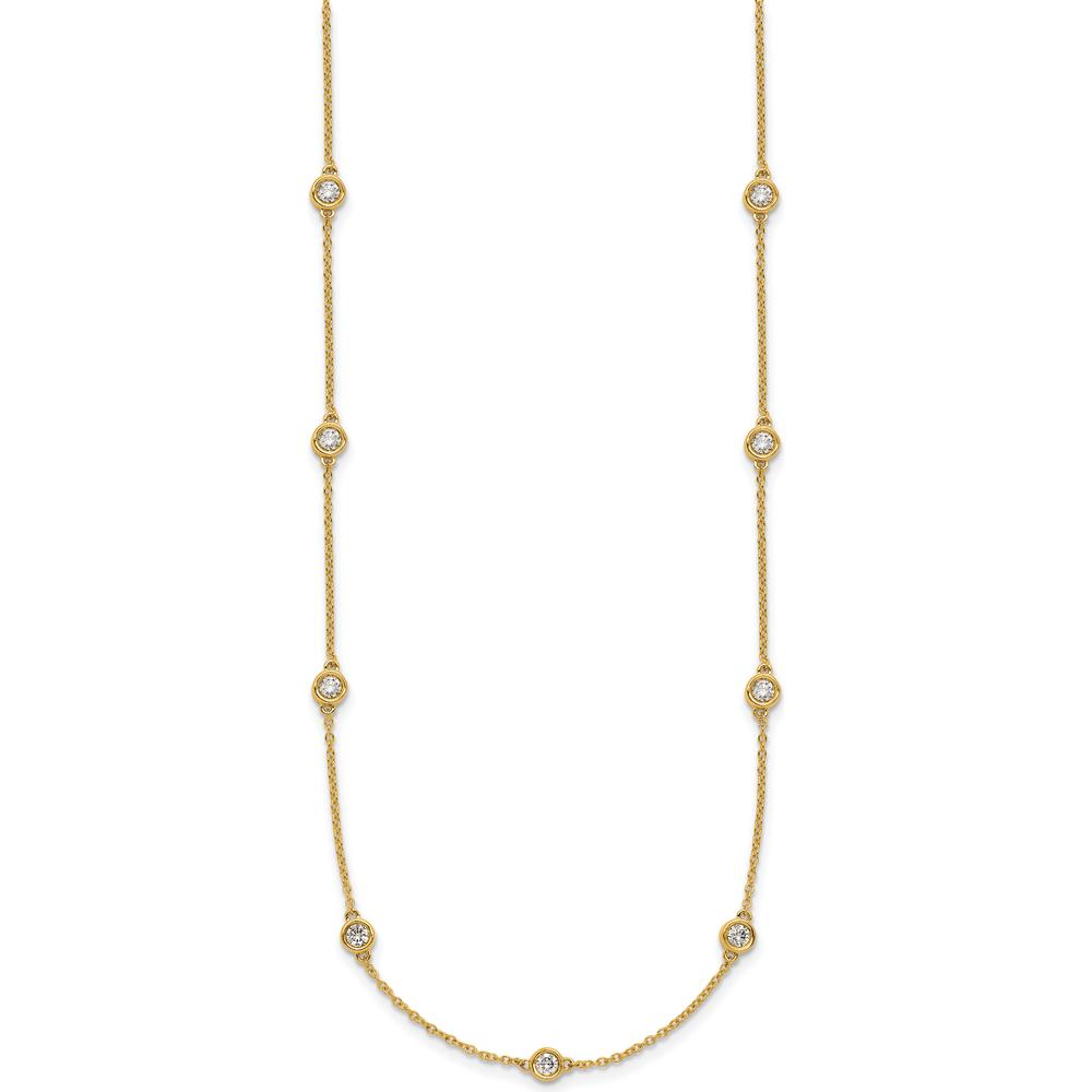 14K Yellow Gold 13-Station Necklace with Bezel-Set Round Diamonds - 3/4 Carat Total Diamond Weight by Oro Pregiato