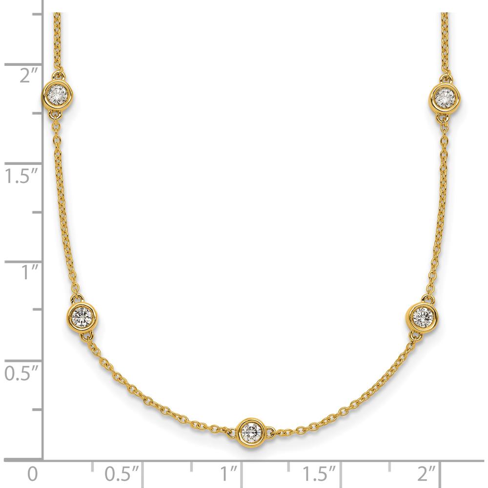 14K Yellow Gold 13-Station Necklace with Bezel-Set Round Diamonds - 3/4 Carat Total Diamond Weight by Oro Pregiato