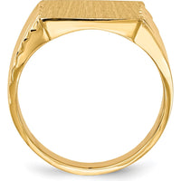 14K Yellow Gold 13x13mm Signet Ring with Satin Finish - Engravable and Polished by 0