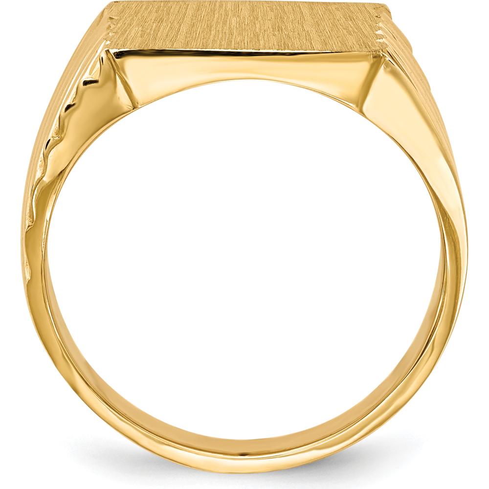 14K Yellow Gold 13x13mm Signet Ring with Satin Finish - Engravable and Polished by 0