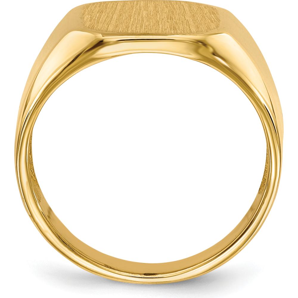 14K Yellow Gold 13x15.5mm Open Back Signet Ring with Brushed and Polished Finish by 0
