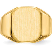 14K Yellow Gold 13x15.5mm Open Back Signet Ring with Brushed and Polished Finish by 0
