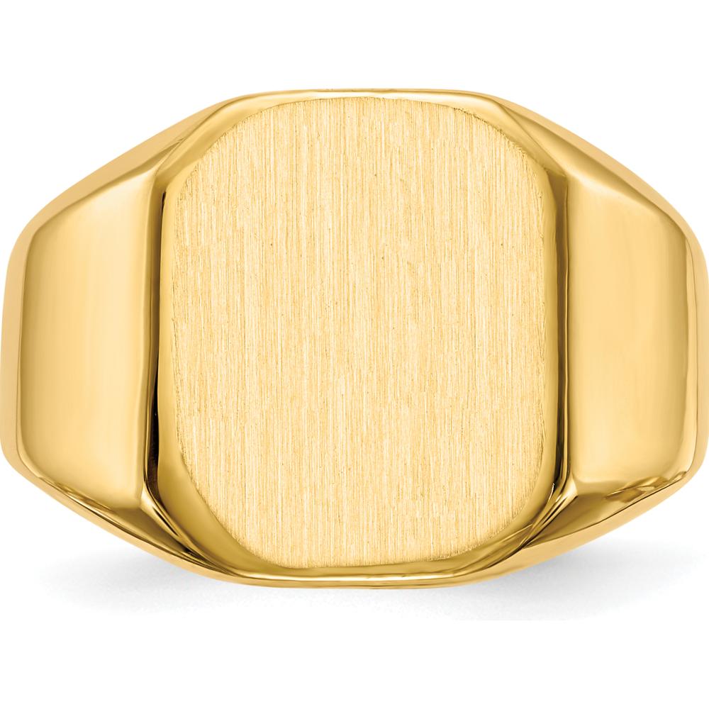 14K Yellow Gold 13x15.5mm Open Back Signet Ring with Brushed and Polished Finish by 0