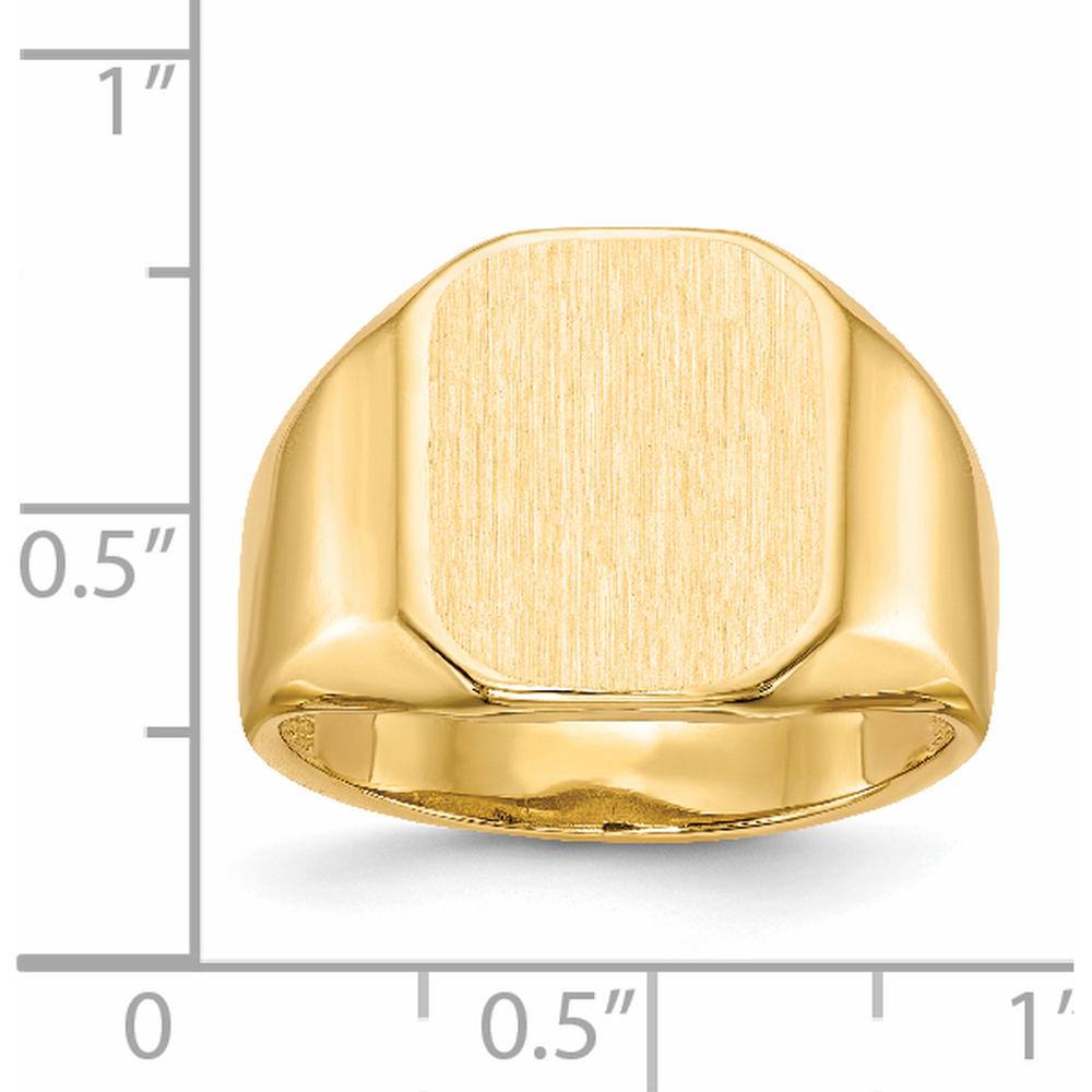 14K Yellow Gold 13x15.5mm Open Back Signet Ring with Brushed and Polished Finish by 0