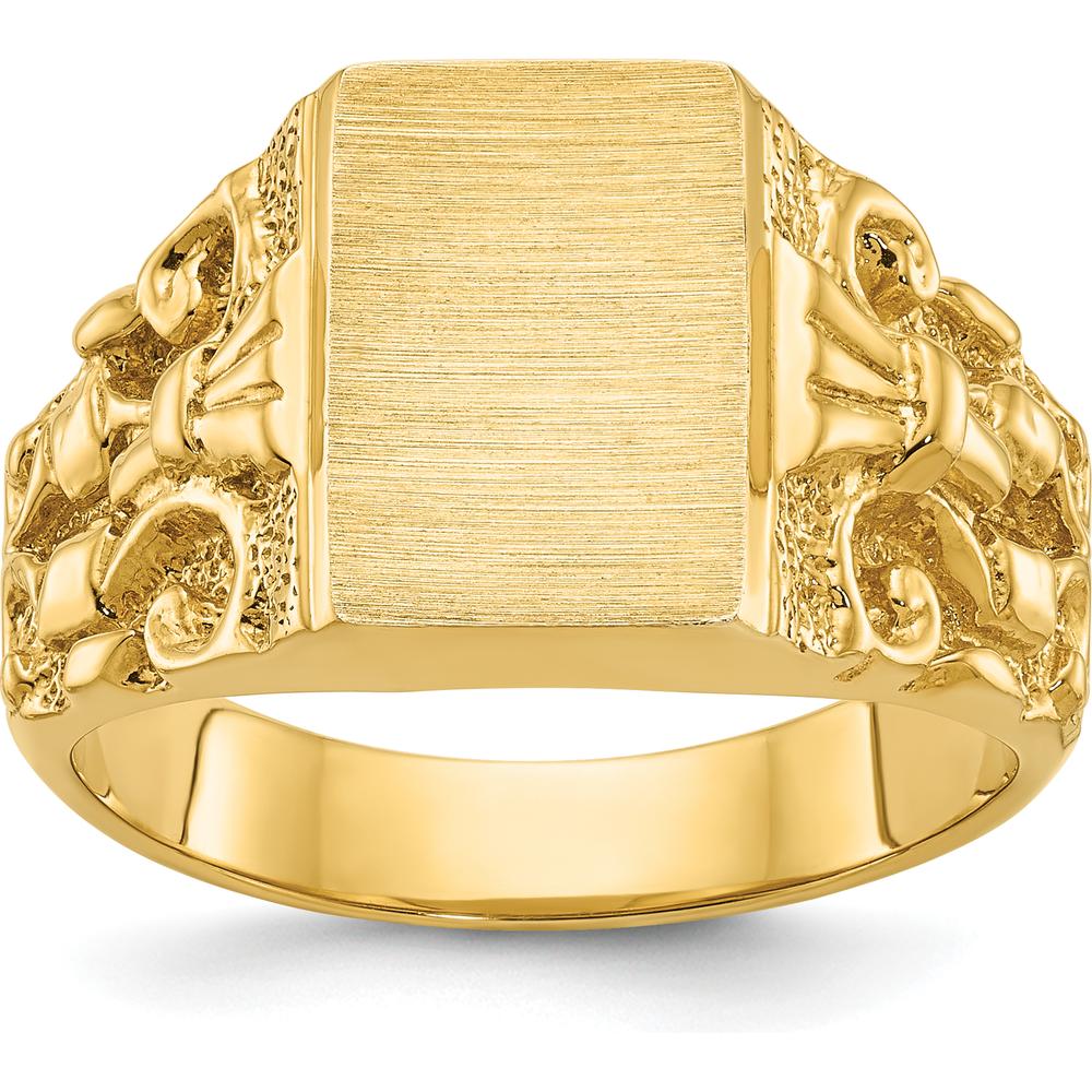 14K Yellow Gold 13x9mm Men's Signet Ring - Timeless and Distinctive Design by IBGoodman