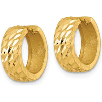 14K Yellow Gold 14.5mm Diamond-Cut Hinged Hoop Earrings by 0