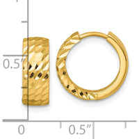 14K Yellow Gold 14.5mm Diamond-Cut Hinged Hoop Earrings by 0