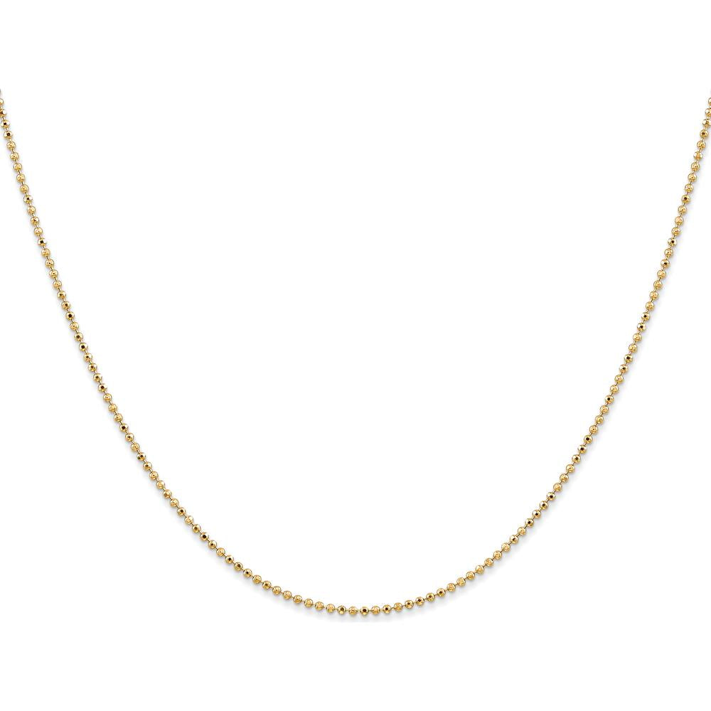 14K Yellow Gold 14" Beaded Pendant Chain with Diamond-Cut Finish - 1.2mm Width by Oro Pregiato